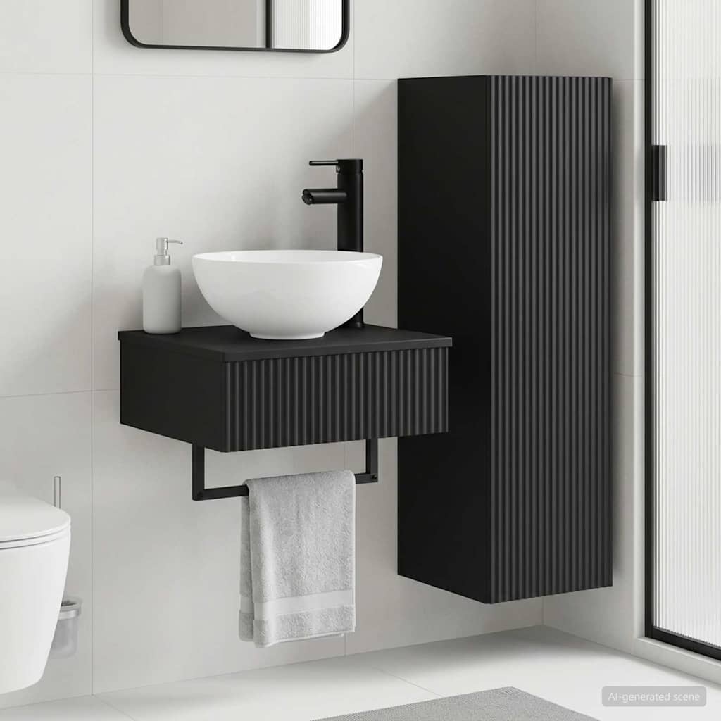 Ensemble de mobilier de salle de bain 2 pc Noir