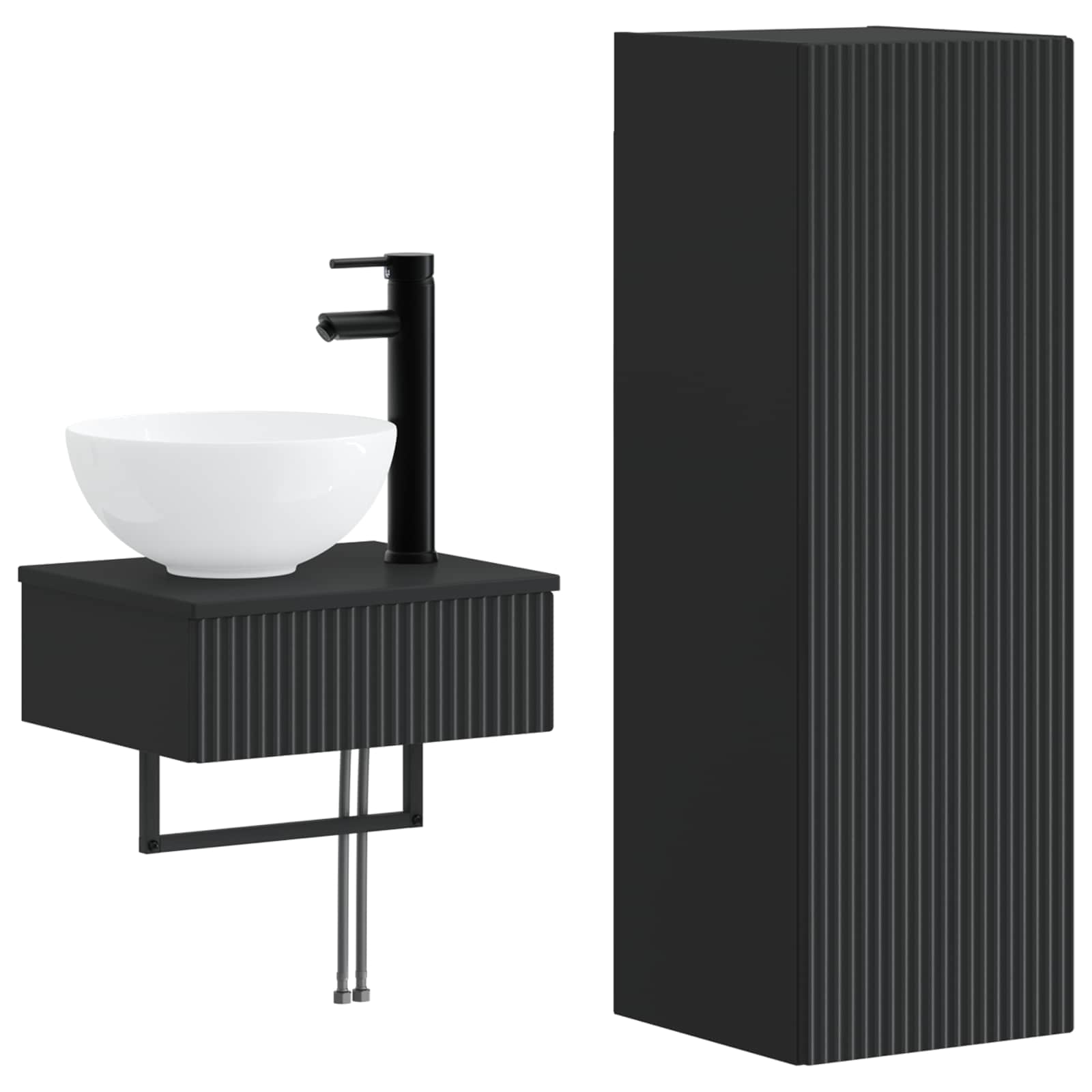 Ensemble de mobilier de salle de bain 2 pc Noir