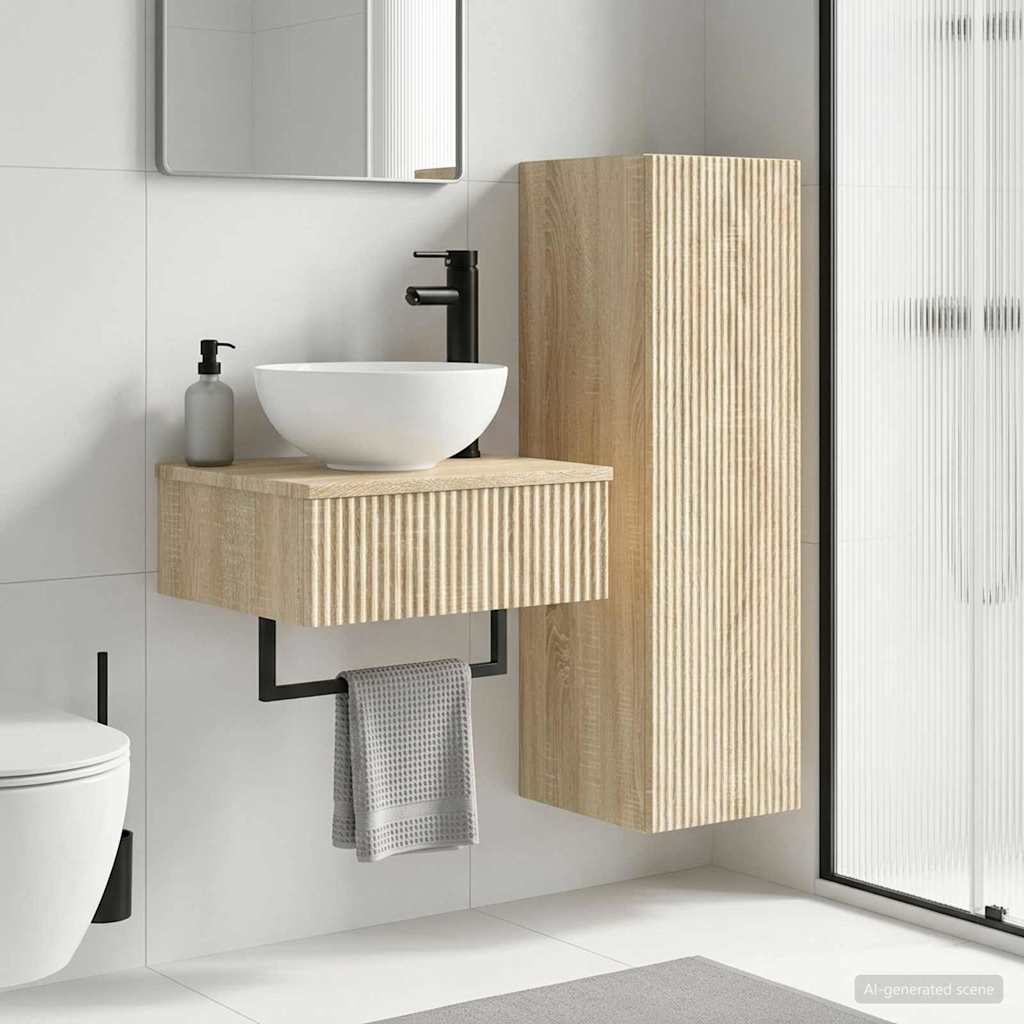 Ensemble de mobilier de salle de bain 2 pc Chêne Sonoma