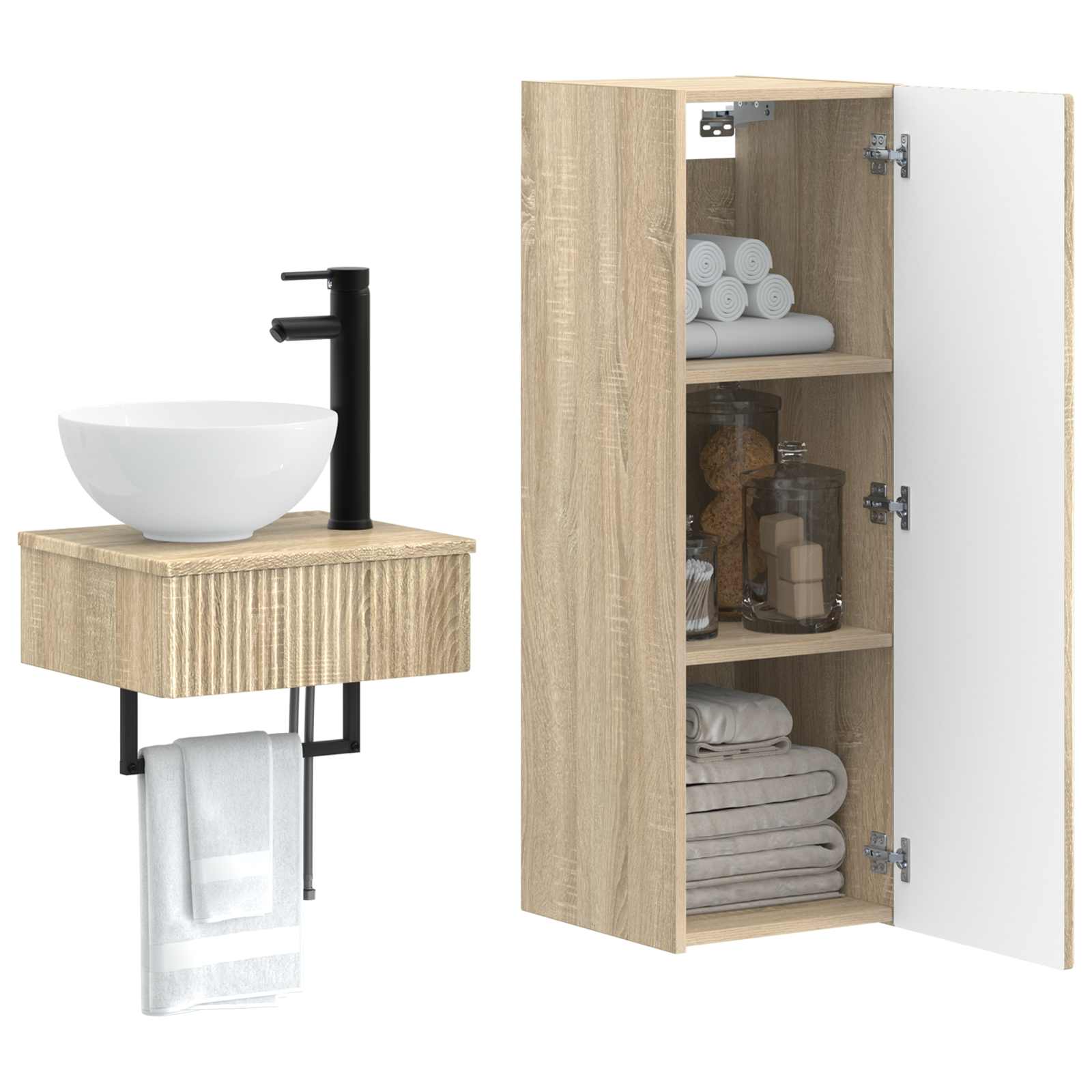 Ensemble de mobilier de salle de bain 2 pc Chêne Sonoma