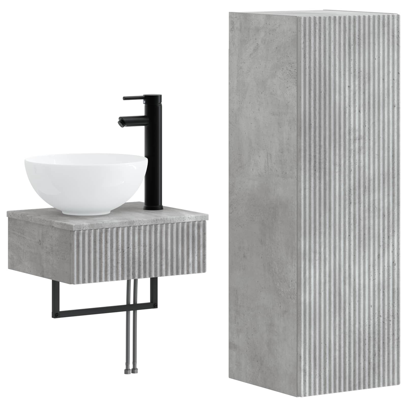 Ensemble de mobilier de salle de bain 2 pc Gris béton