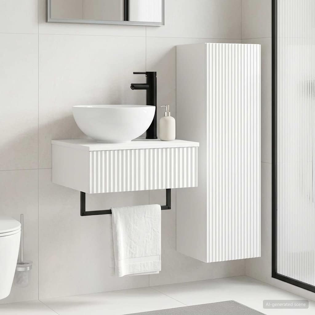 Ensemble de mobilier de salle de bain 2 pc Blanc brillant