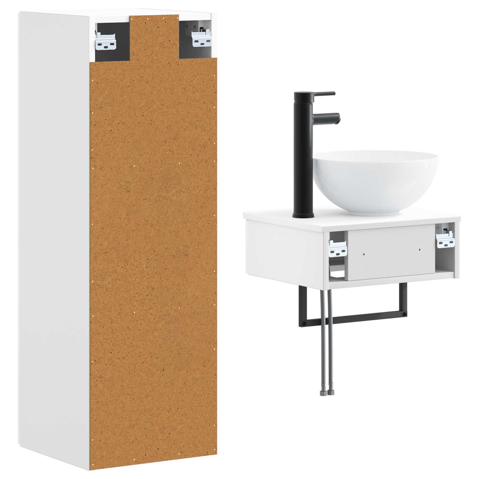 Ensemble de mobilier de salle de bain 2 pc Blanc brillant