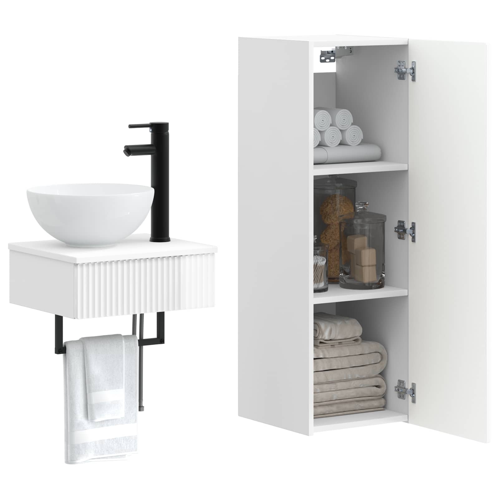 Ensemble de mobilier de salle de bain 2 pc Blanc brillant