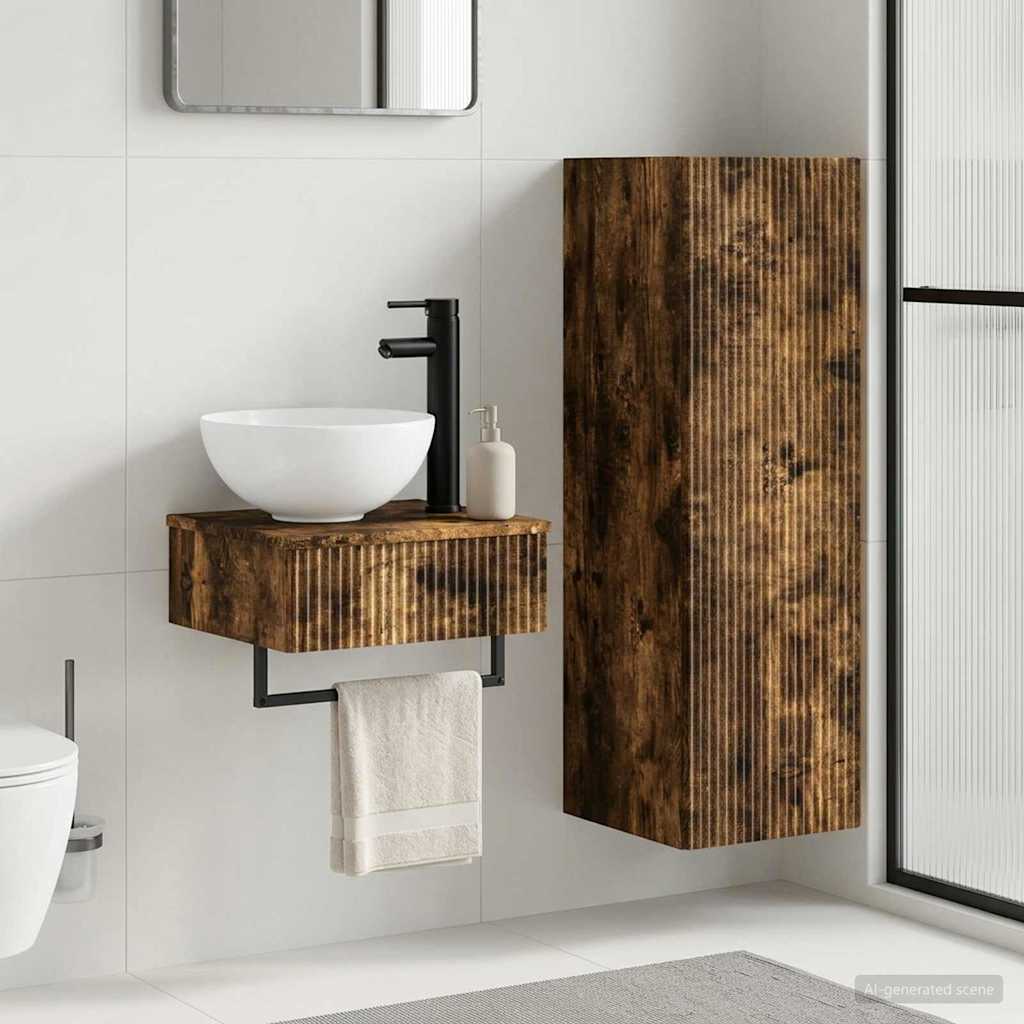 Ensemble de mobilier de salle de bain 2 pc Chêne fumé