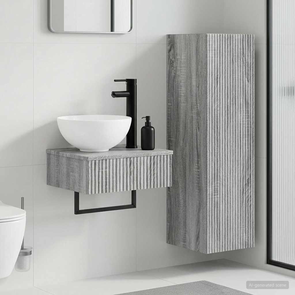 Ensemble de mobilier de salle de bain 2 pc Sonoma gris