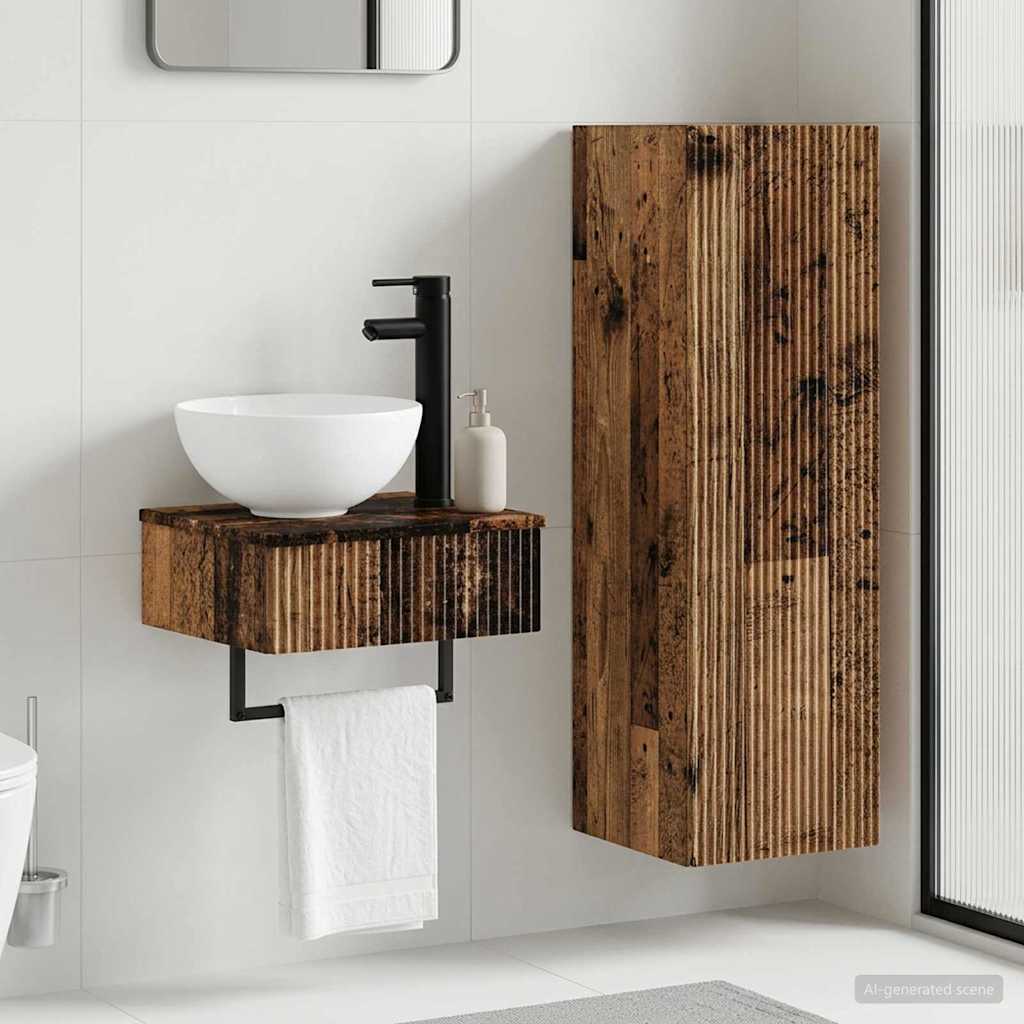 Ensemble de mobilier de salle de bain 2 pc Bois ancien