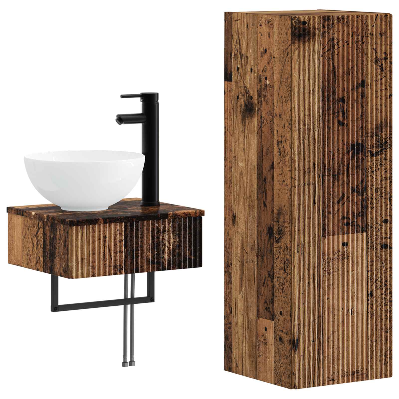 Ensemble de mobilier de salle de bain 2 pc Bois ancien