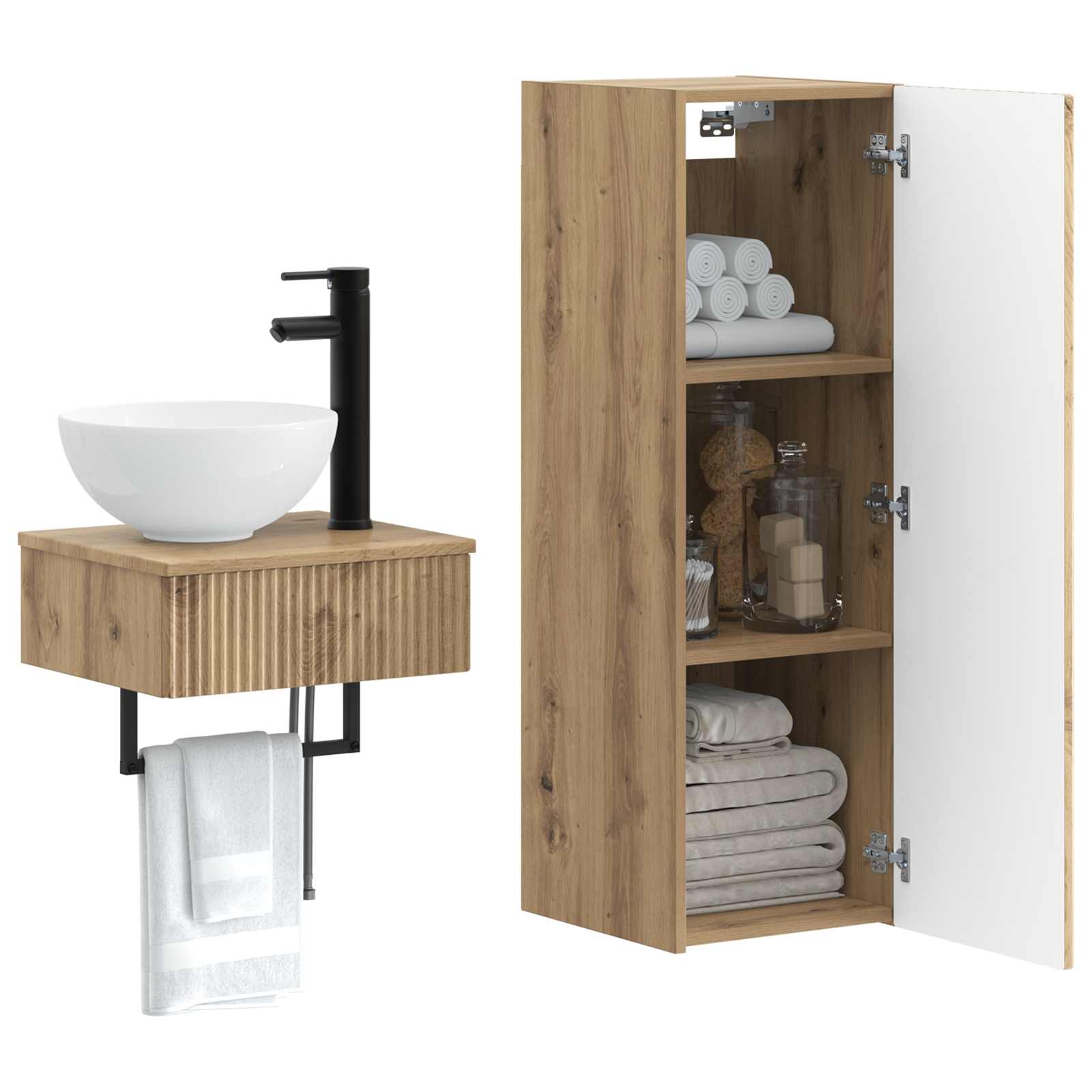 Ensemble de mobilier de salle de bain 2 pc Chêne artisanal