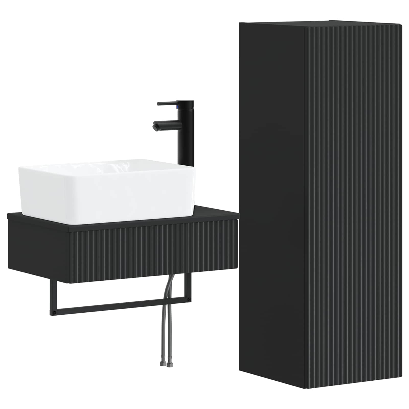 Ensemble de mobilier de salle de bain 2 pc Noir