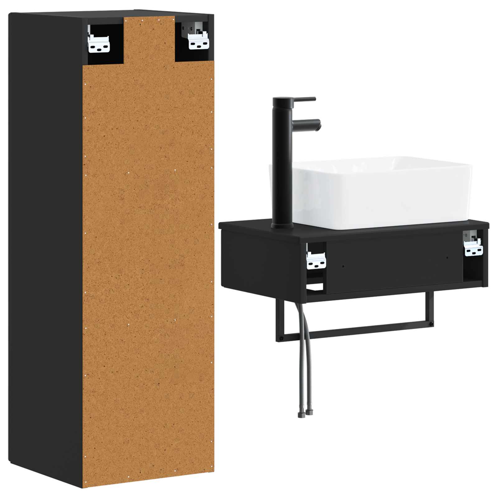 Ensemble de mobilier de salle de bain 2 pc Noir