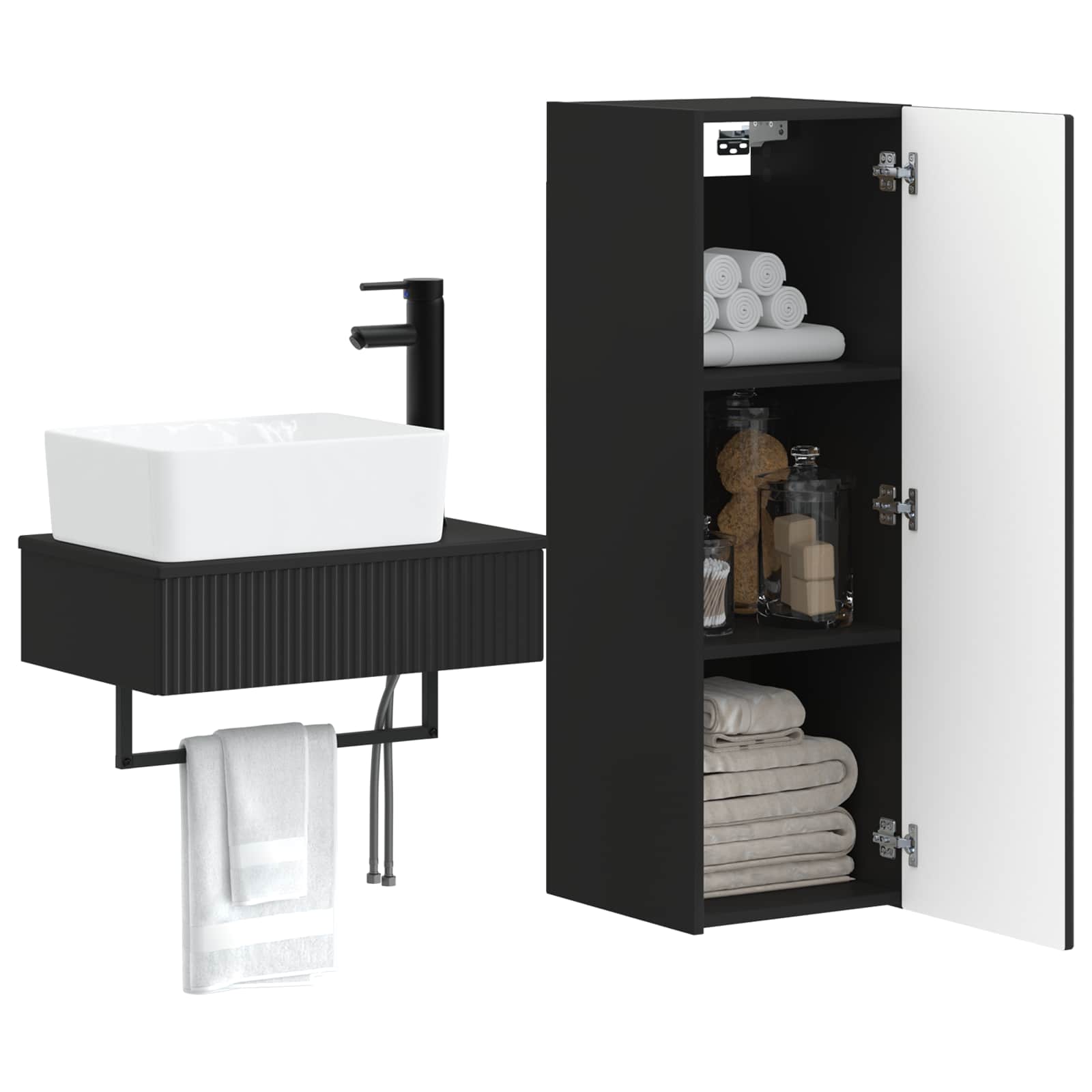 Ensemble de mobilier de salle de bain 2 pc Noir