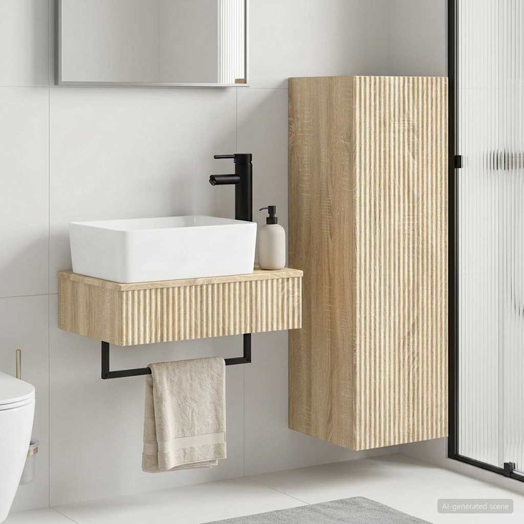 Ensemble de mobilier de salle de bain 2 pc Chêne Sonoma