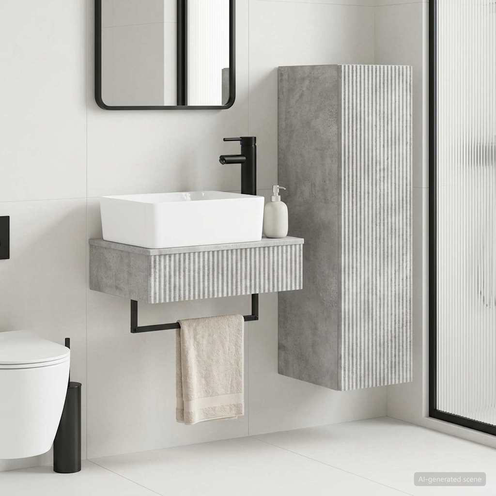 Ensemble de mobilier de salle de bain 2 pc Gris béton