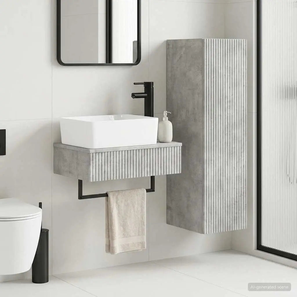 Ensemble de mobilier de salle de bain 2 pc Gris béton - XIOS