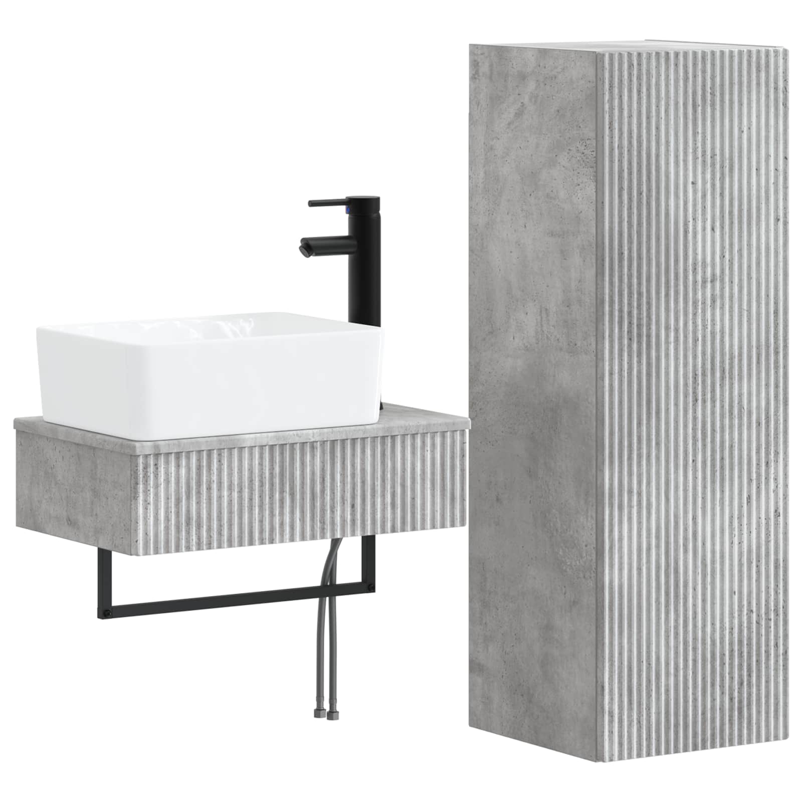 Ensemble de mobilier de salle de bain 2 pc Gris béton