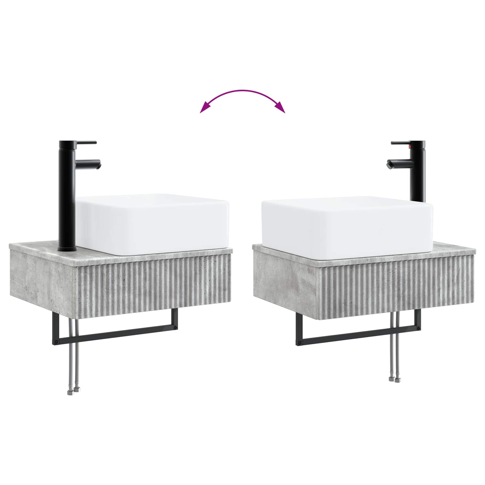 Ensemble de mobilier de salle de bain 2 pc Gris béton