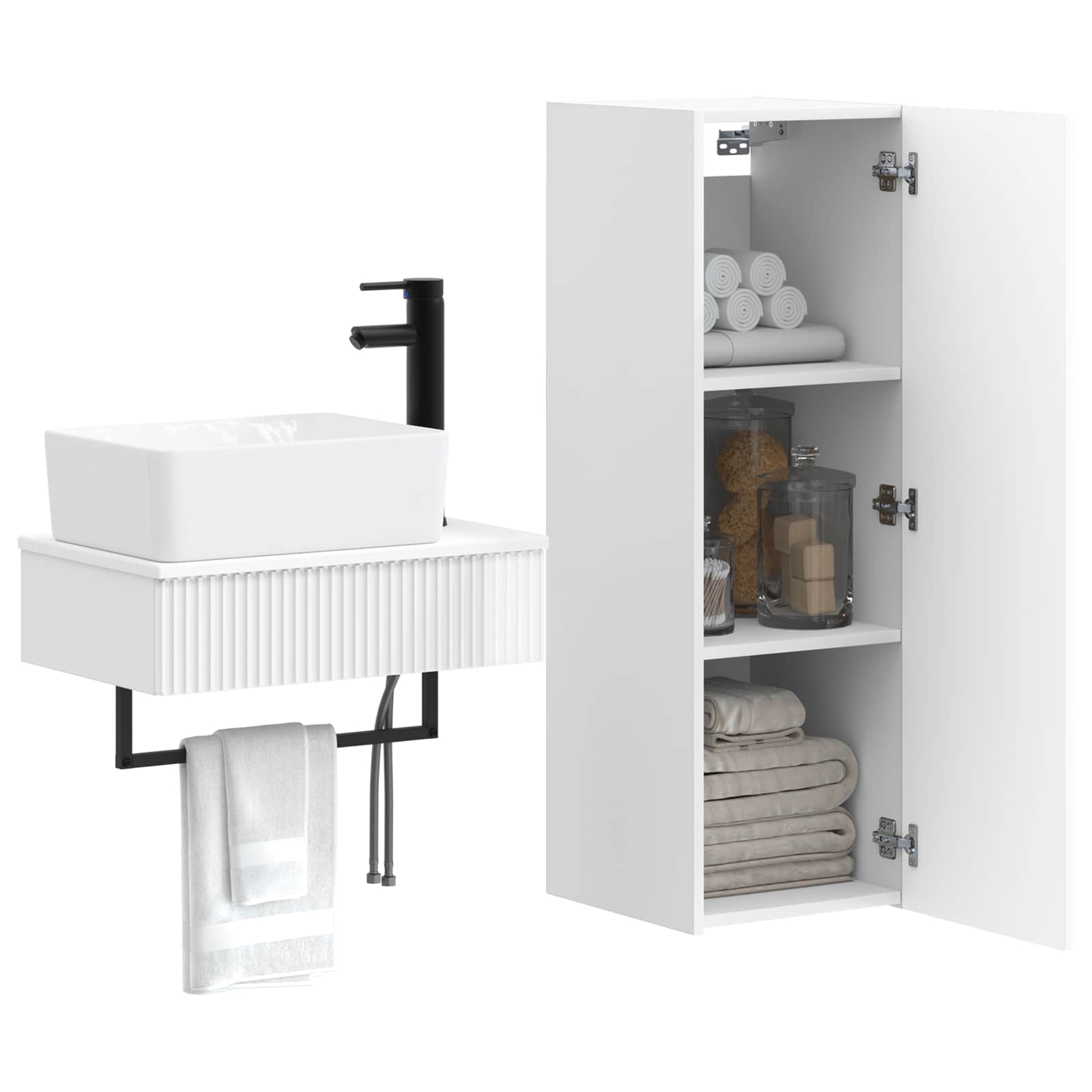 Ensemble de mobilier de salle de bain 2 pc Blanc brillant