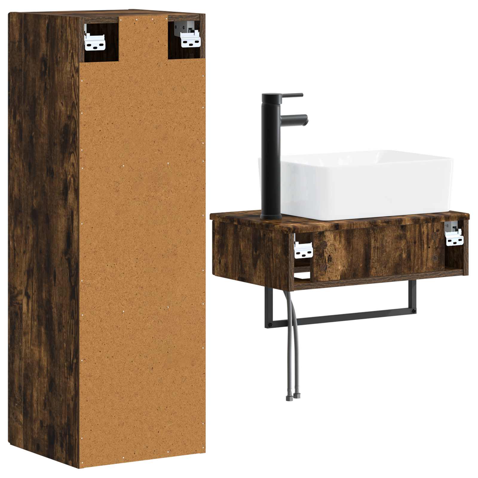 Ensemble de mobilier de salle de bain 2 pièces Chêne fumé
