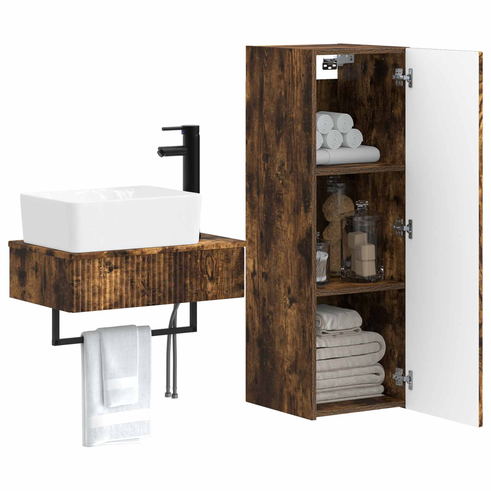 Ensemble de mobilier de salle de bain 2 pièces Chêne fumé