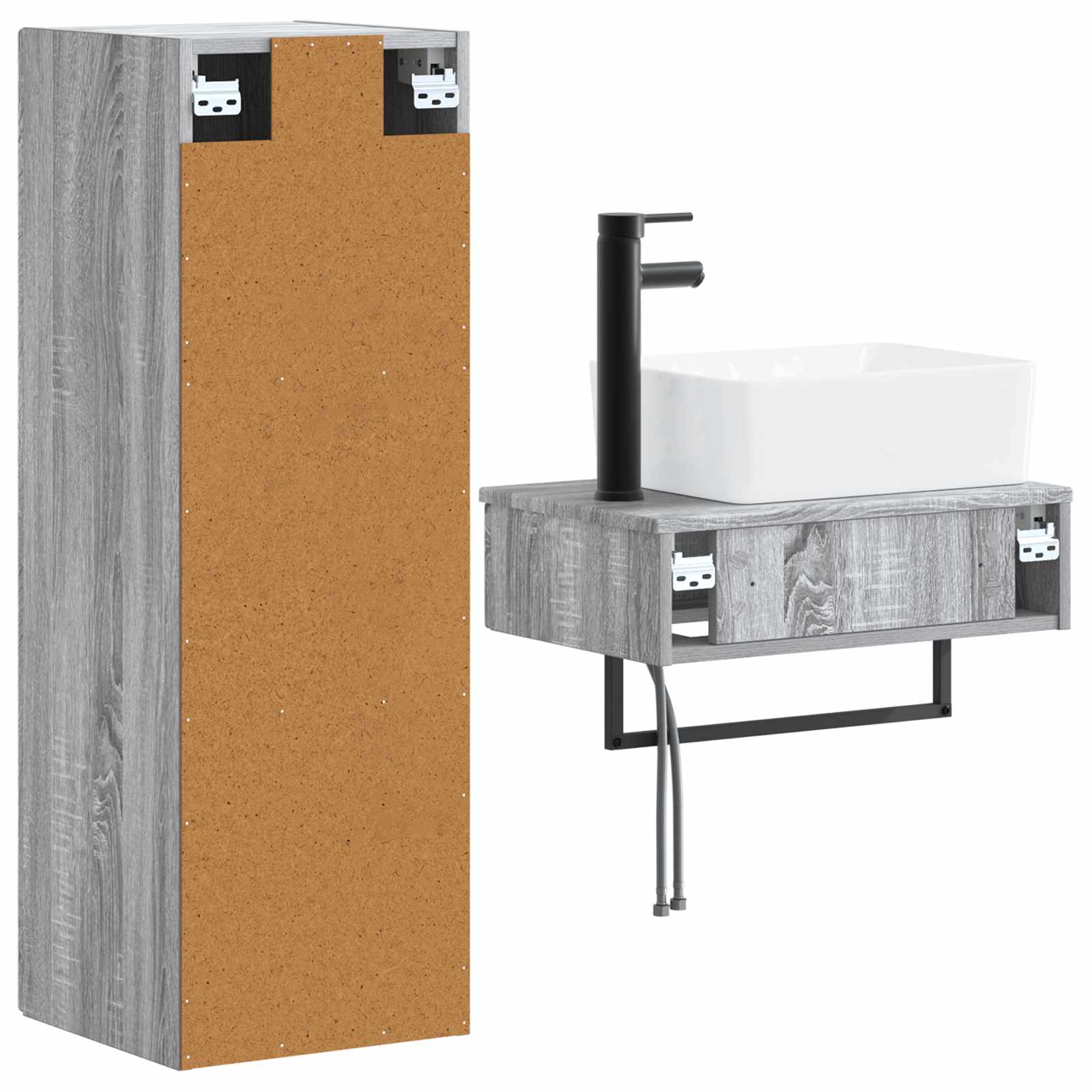 Ensemble de mobilier de salle de bain 2 pc Sonoma gris
