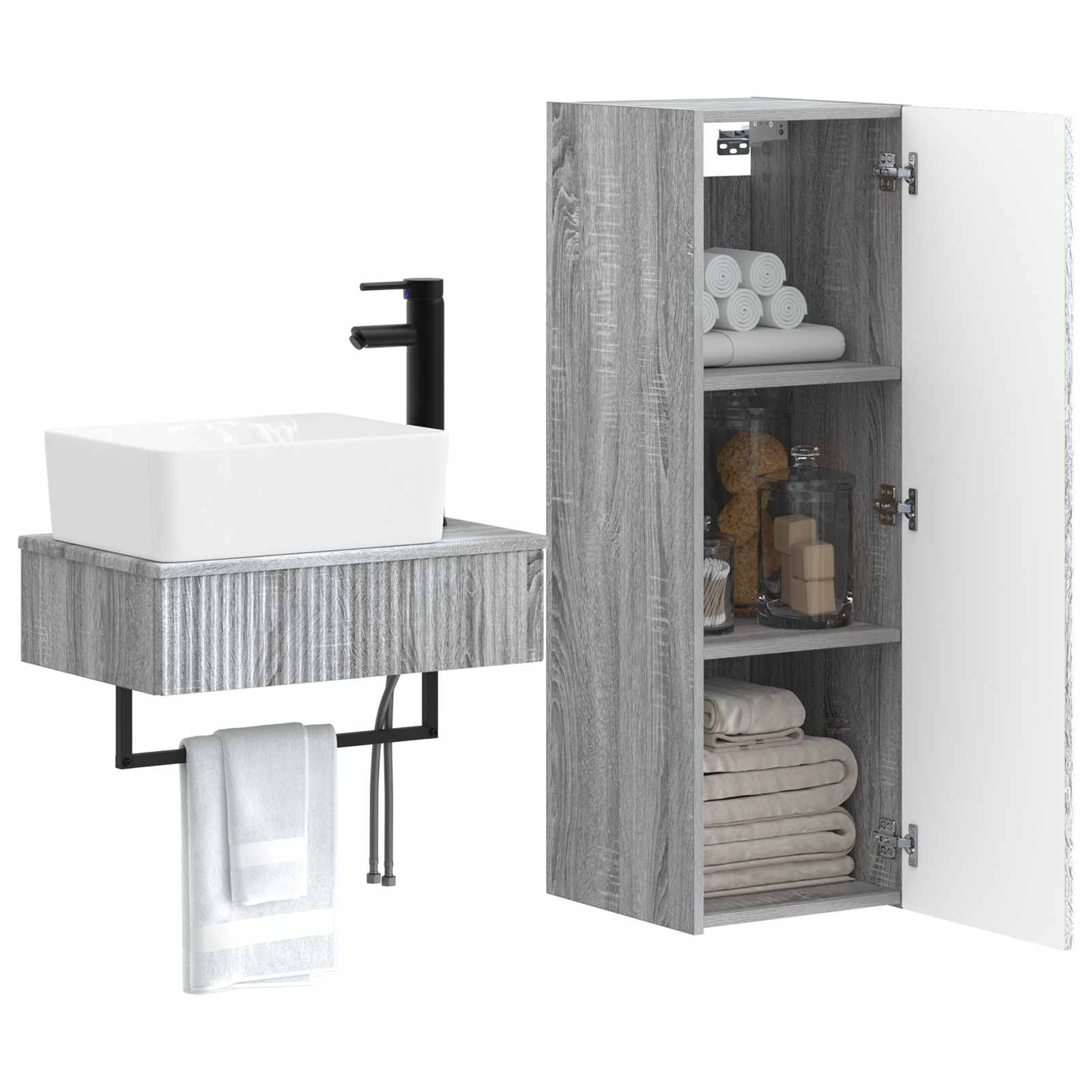 Ensemble de mobilier de salle de bain 2 pc Sonoma gris