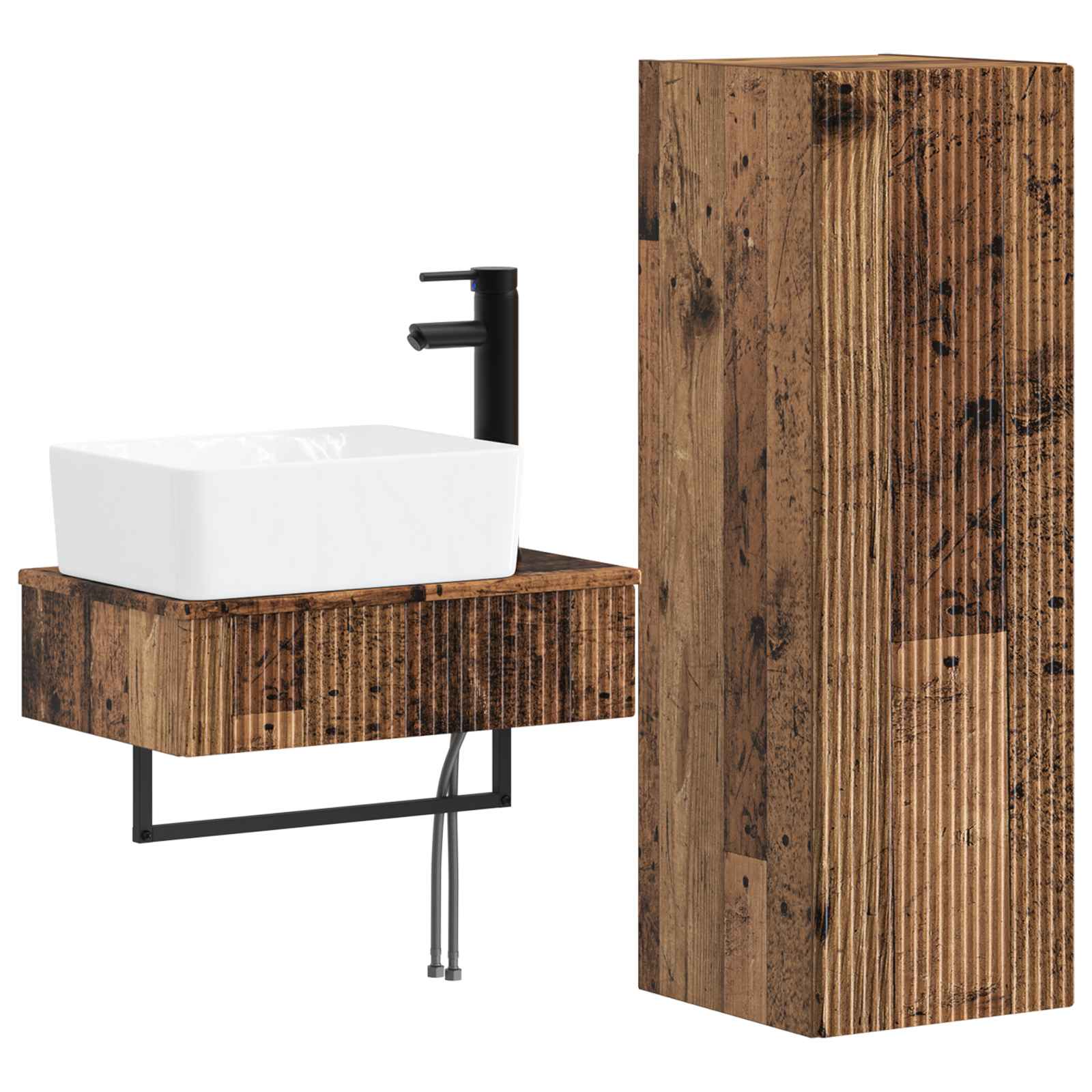 Ensemble de mobilier de salle de bain 2 pc Bois ancien