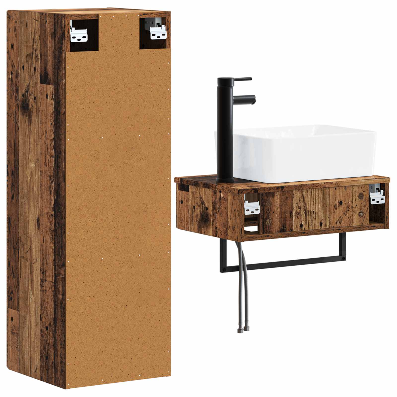 Ensemble de mobilier de salle de bain 2 pc Bois ancien