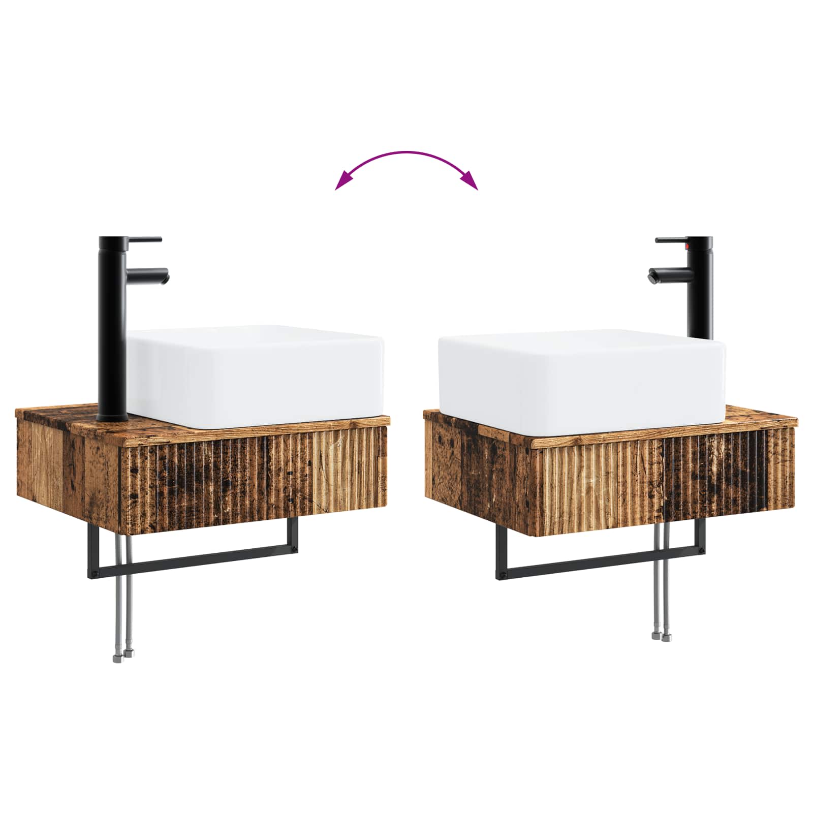 Ensemble de mobilier de salle de bain 2 pc Bois ancien
