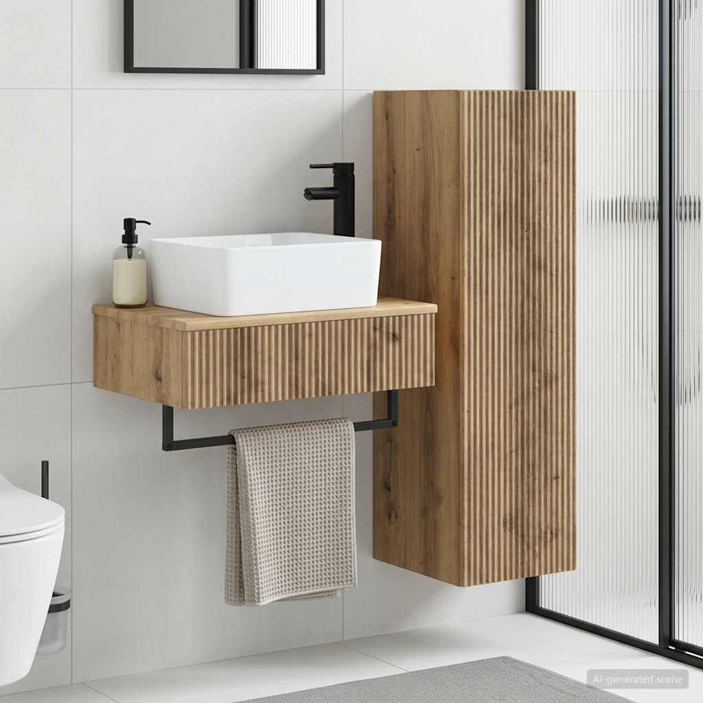 Ensemble de mobilier de salle de bain 2 pc Chêne artisanal