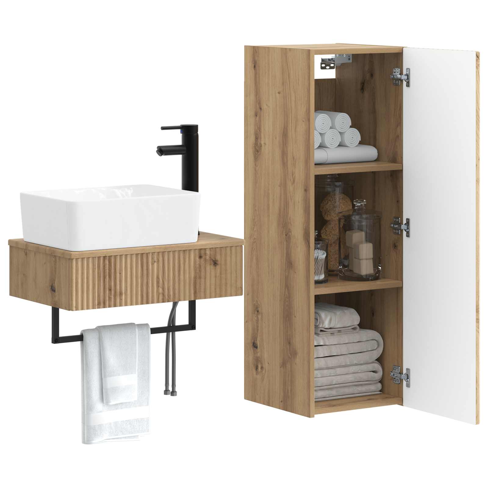 Ensemble de mobilier de salle de bain 2 pc Chêne artisanal