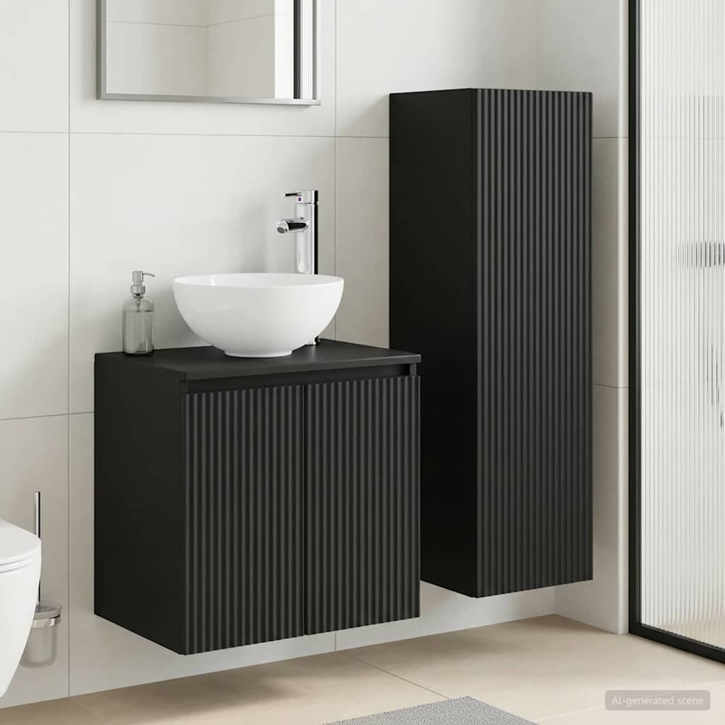 Ensemble de mobilier de salle de bain 2 pc Noir