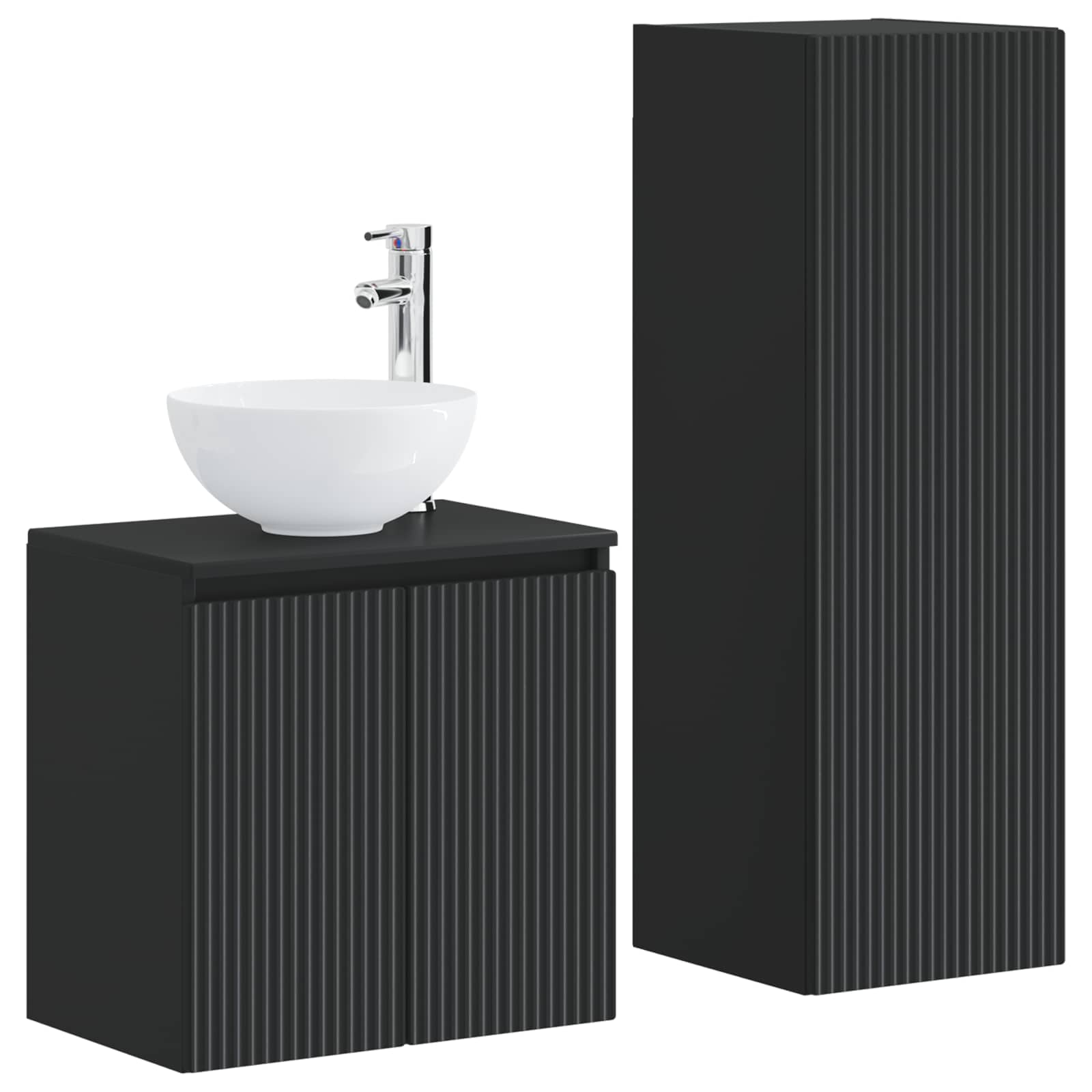 Ensemble de mobilier de salle de bain 2 pc Noir