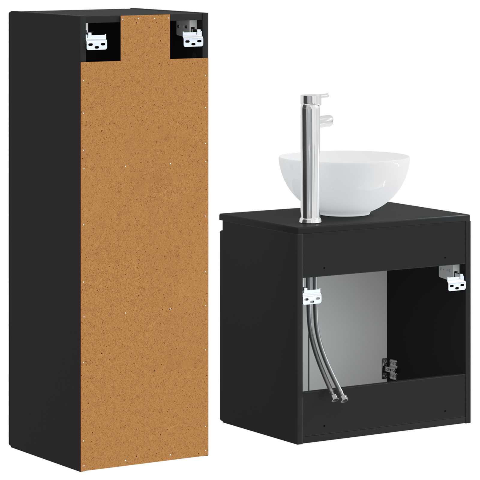 Ensemble de mobilier de salle de bain 2 pc Noir