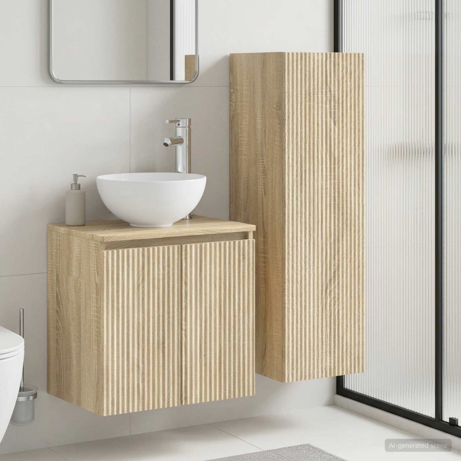Ensemble de mobilier de salle de bain 2 pc Chêne Sonoma