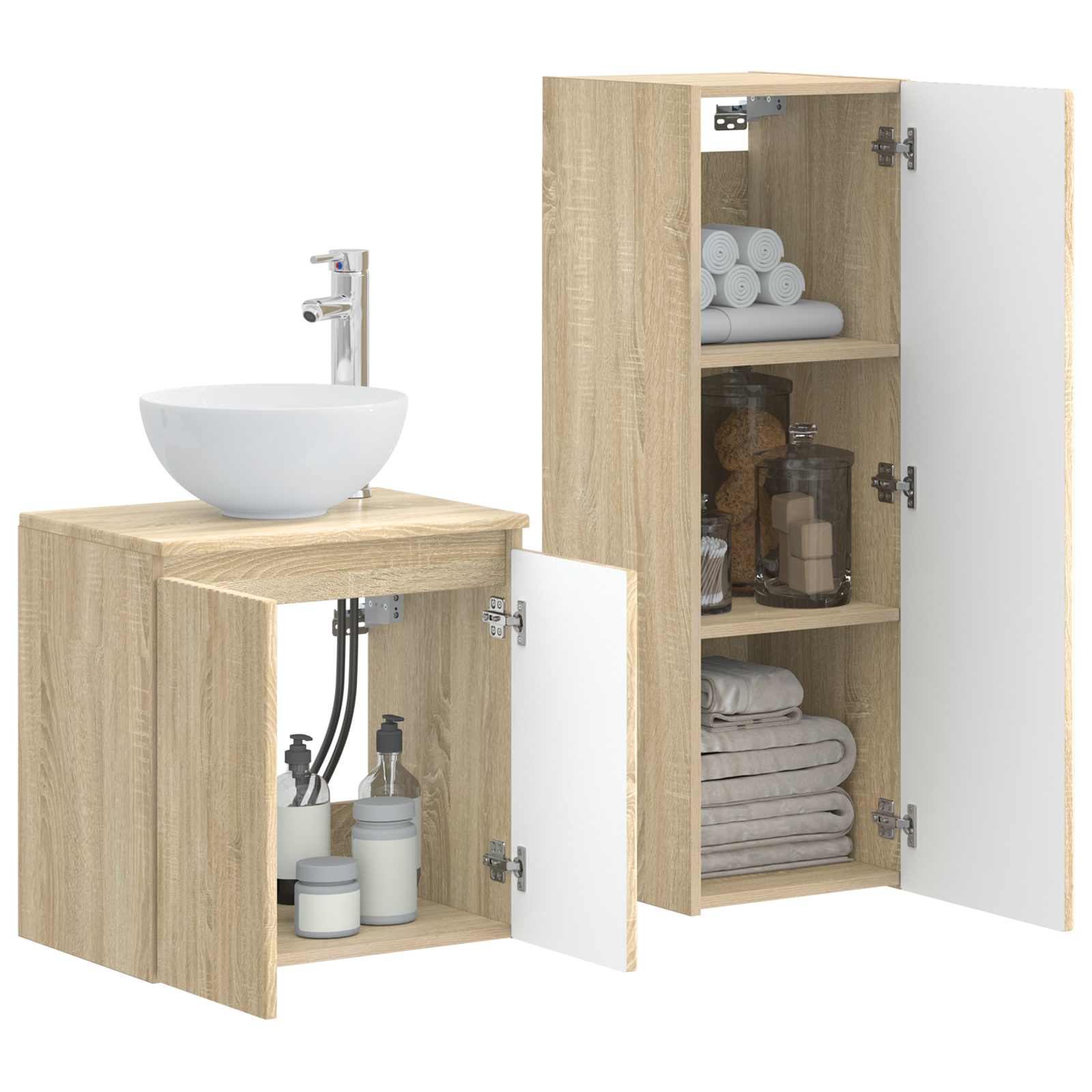 Ensemble de mobilier de salle de bain 2 pc Chêne Sonoma