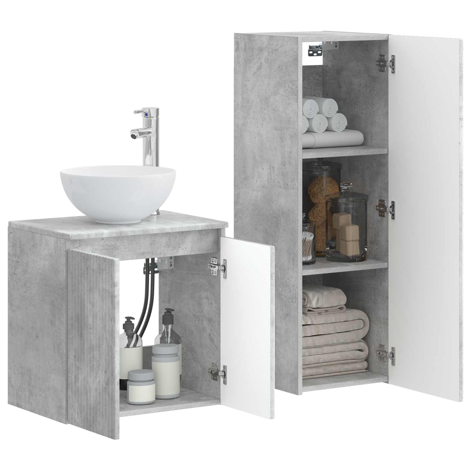 Ensemble de mobilier de salle de bain 2 pc Gris béton