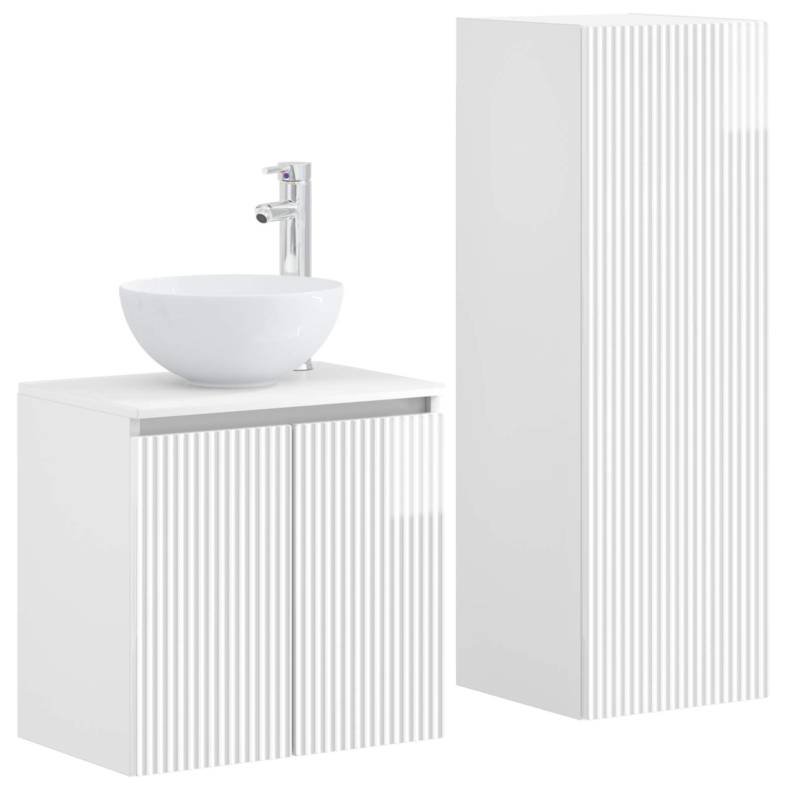 Ensemble de mobilier de salle de bain 2 pc Blanc brillant