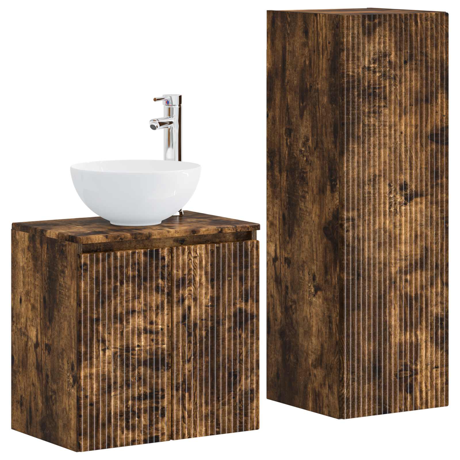 Ensemble de mobilier de salle de bain 2 pc Chêne fumé