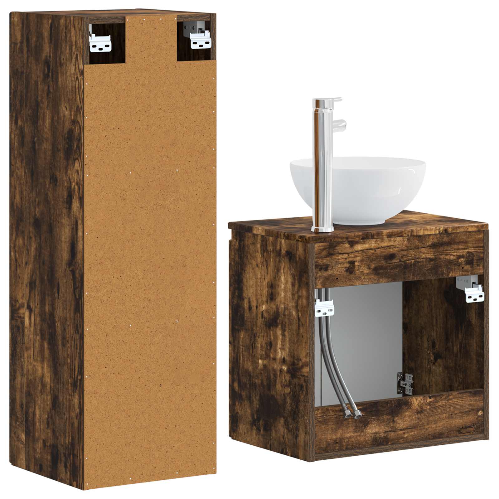 Ensemble de mobilier de salle de bain 2 pc Chêne fumé