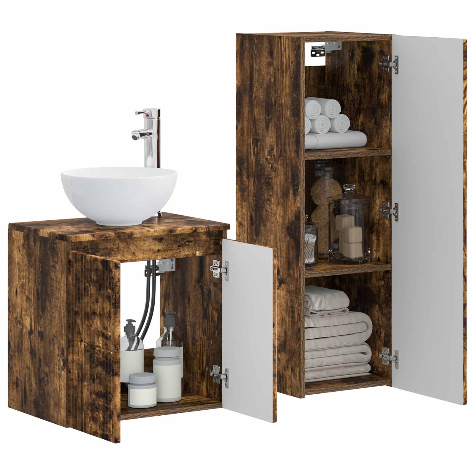 Ensemble de mobilier de salle de bain 2 pc Chêne fumé