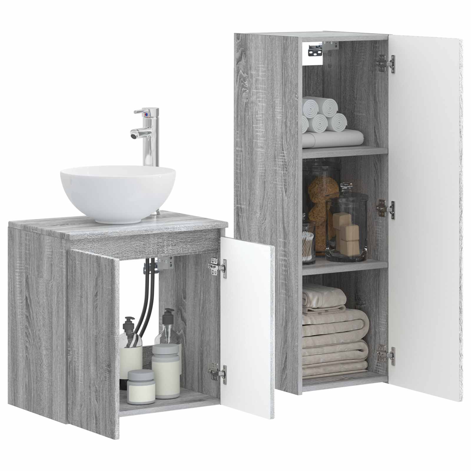 Ensemble de mobilier de salle de bain 2 pc Sonoma gris