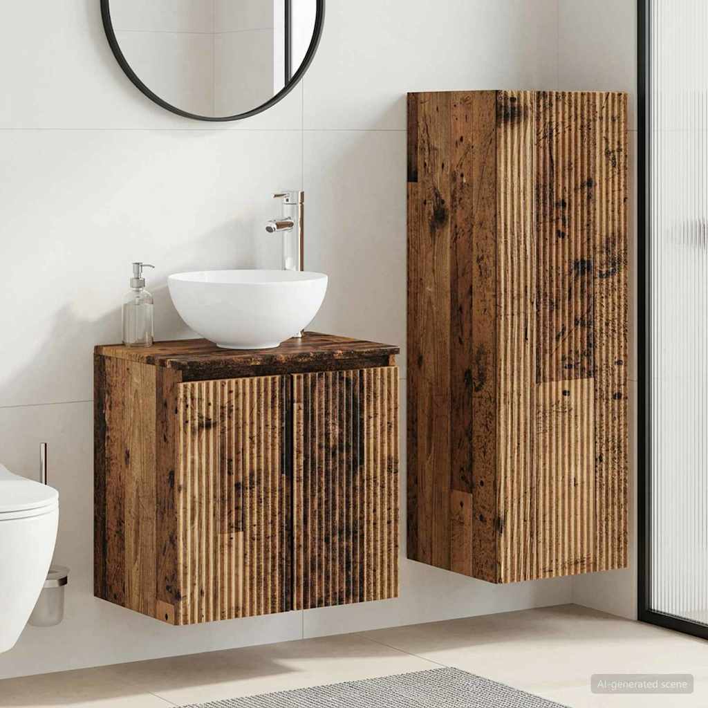 Ensemble de mobilier de salle de bain 2 pc Bois ancien