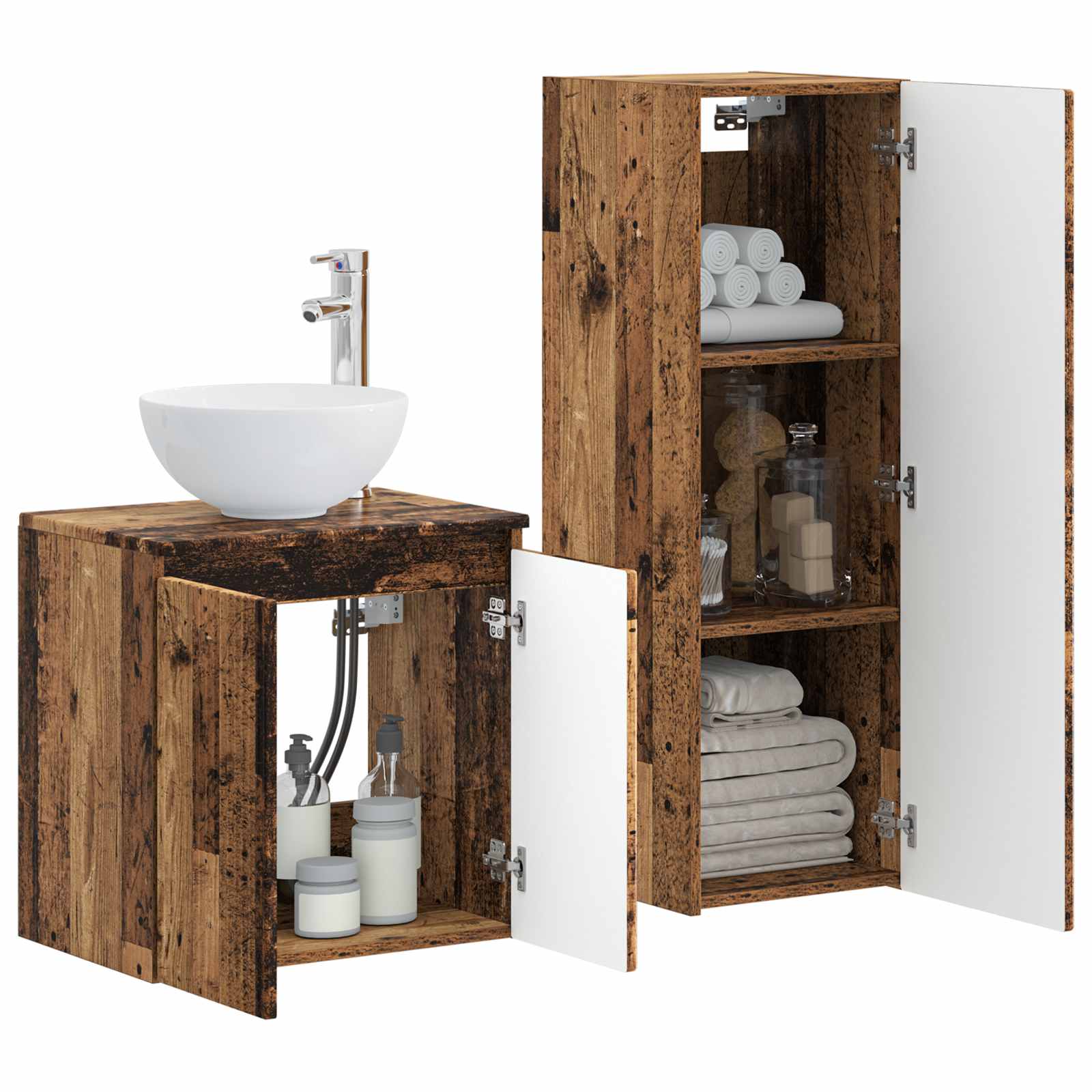 Ensemble de mobilier de salle de bain 2 pc Bois ancien