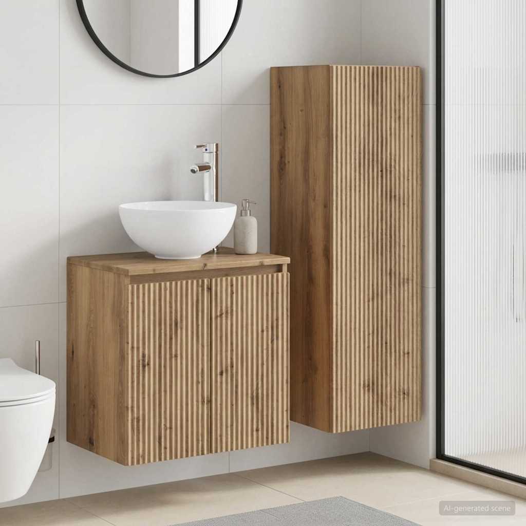 Ensemble de mobilier de salle de bain 2 pc Chêne artisanal