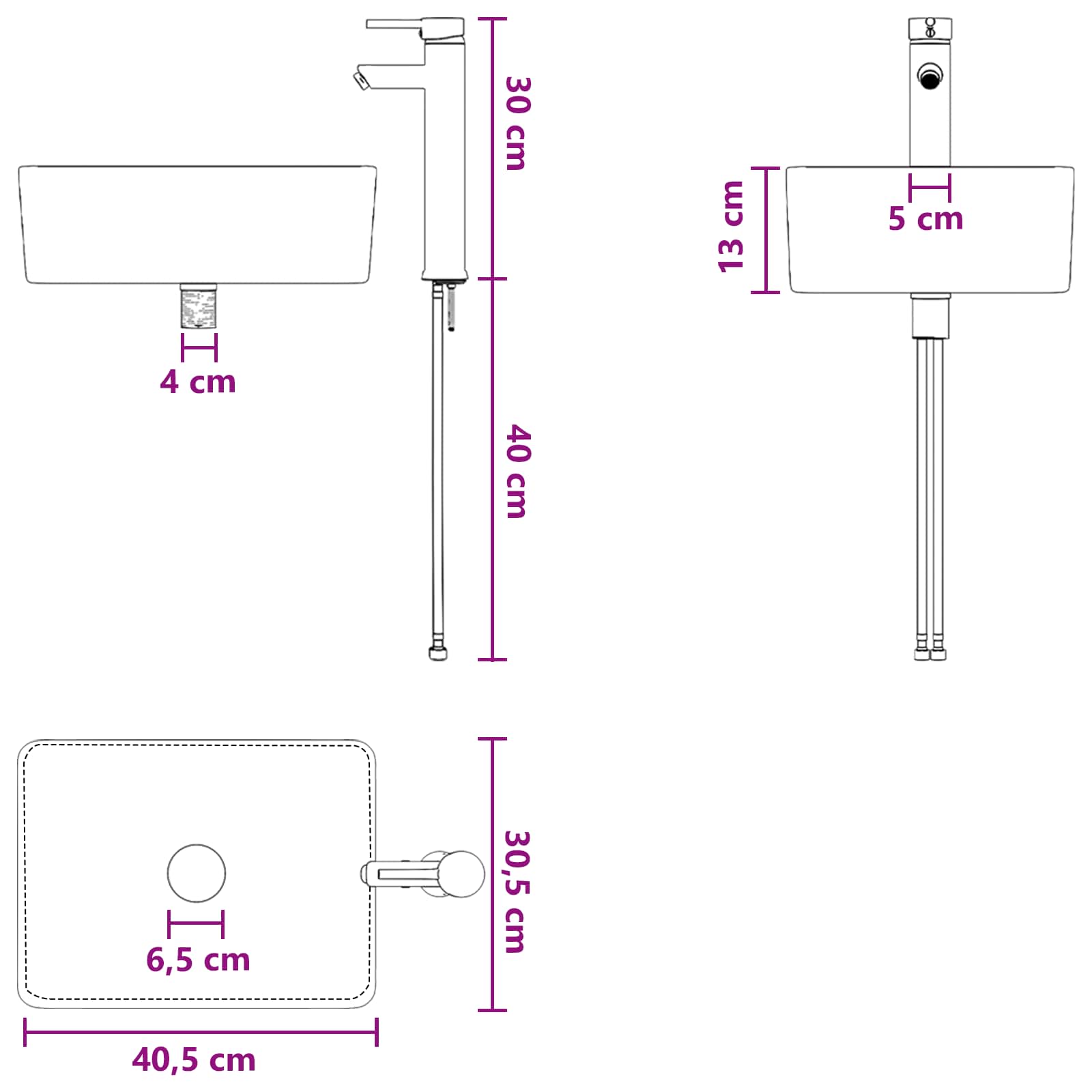 Ensemble de mobilier de salle de bain 2 pc Blanc