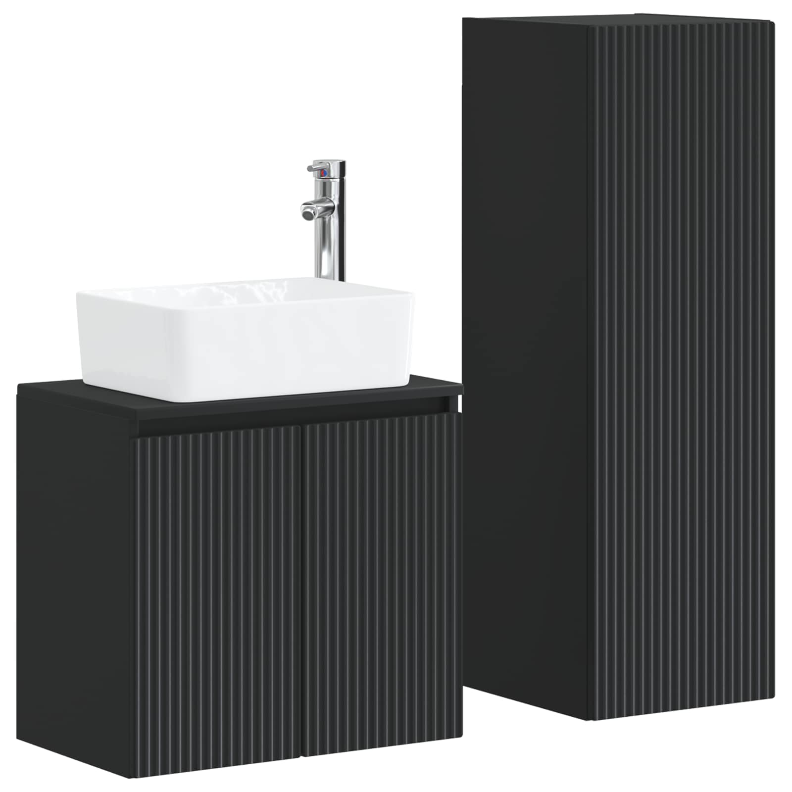 Ensemble de mobilier de salle de bain 2 pc Noir