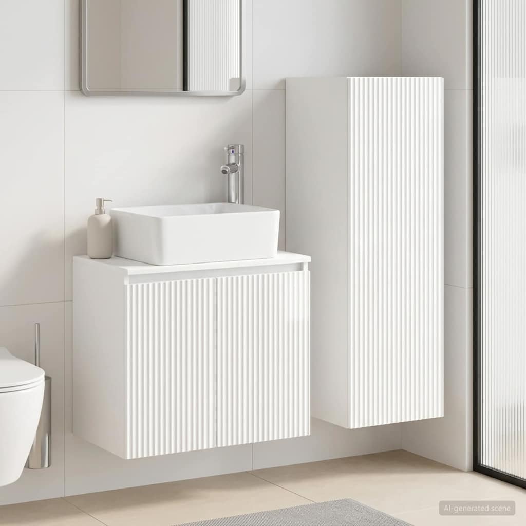 Ensemble de mobilier de salle de bain 2 pc Blanc brillant