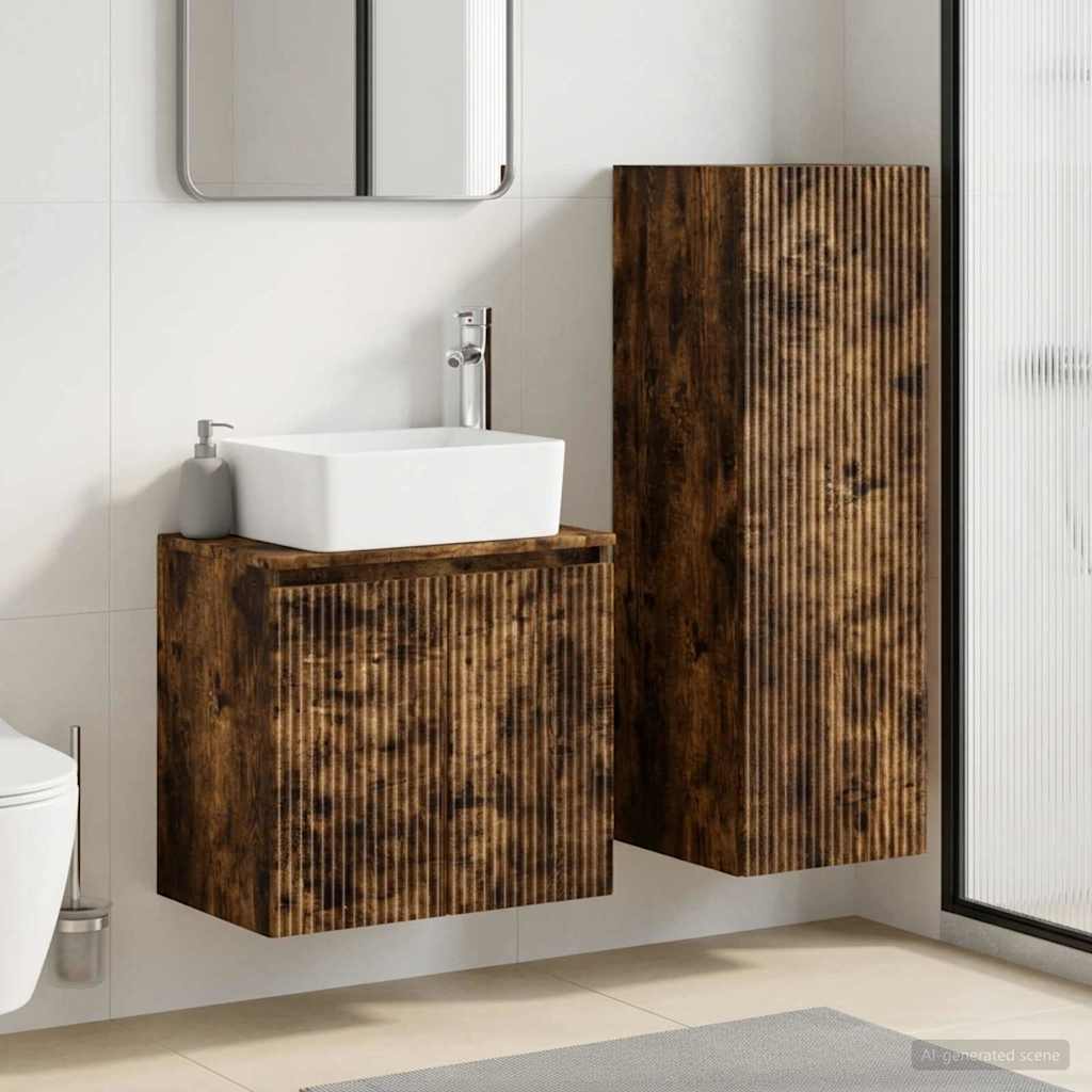 Ensemble de mobilier de salle de bain 2 pc Chêne fumé