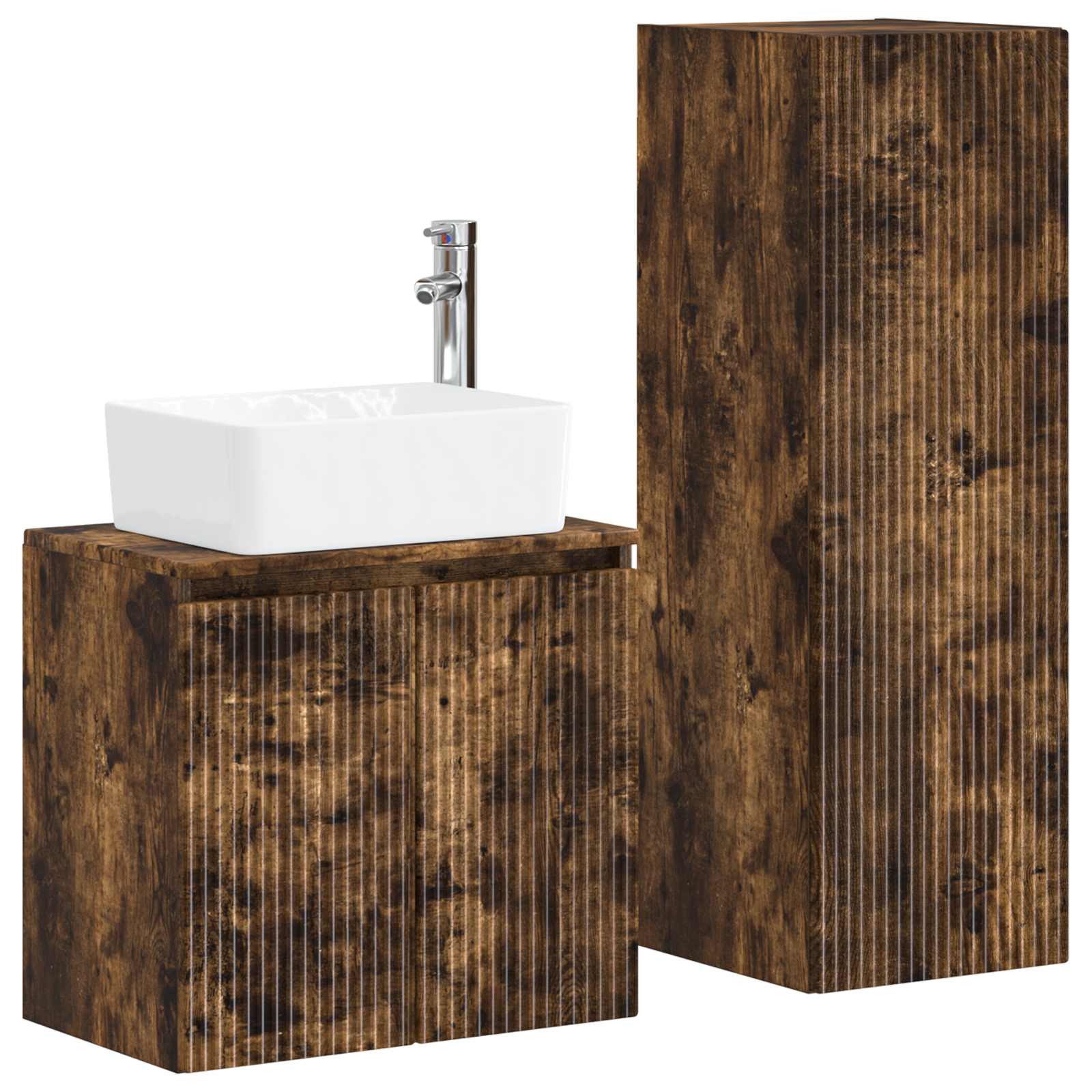 Ensemble de mobilier de salle de bain 2 pc Chêne fumé